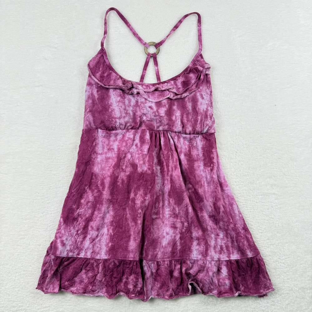 Y2K Self Esteem Tie Dye Babydoll Cami Top Juniors XL Purple Boho Fairy